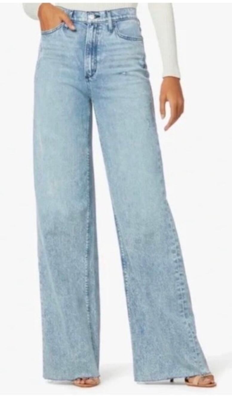 Joe's Jeans The Mia High Rise Wide Leg Ankle Jeans Light Wash Raw Hem Denim 26